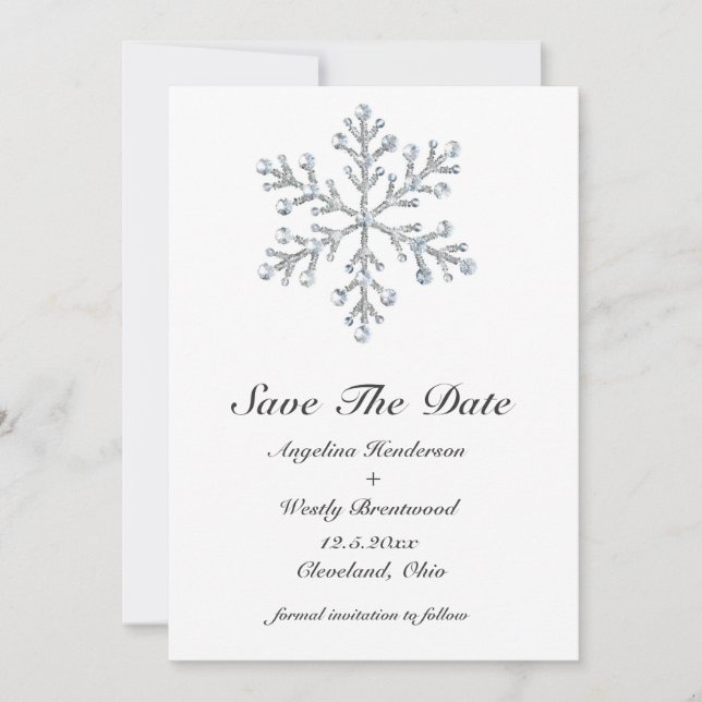 Winter Snowflake Save the Date (Front)