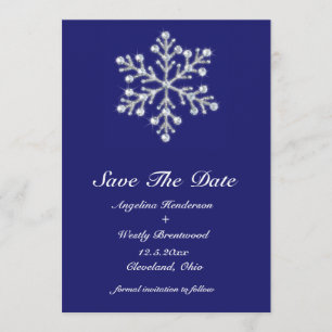 Winter Snowflake Save the Date indigo