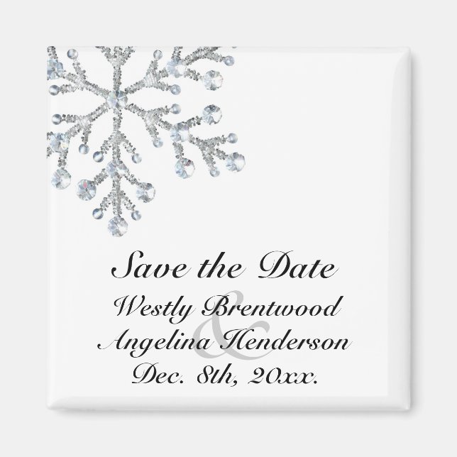 Winter Snowflake Save the Date Magnet (Front)