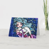Winter Snowflake Seal Mermaid Fantasy Art Card
