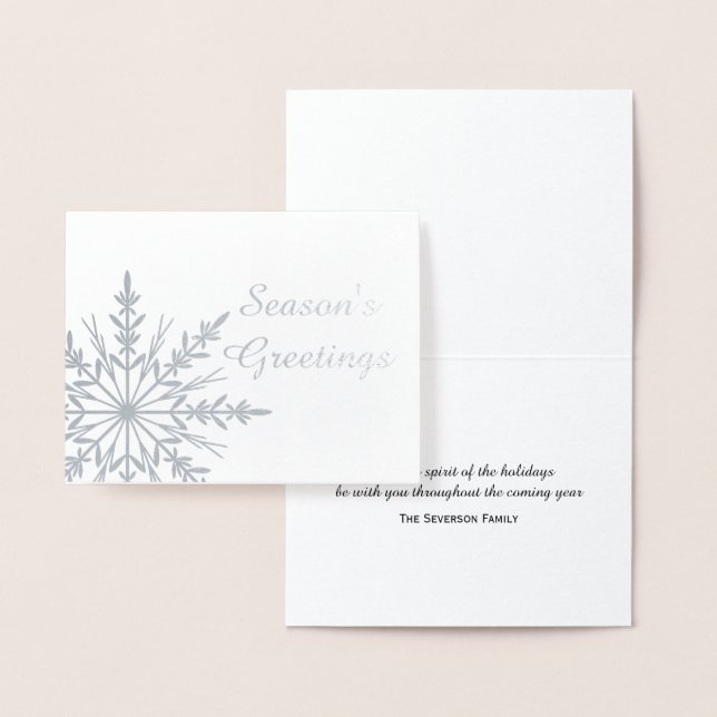 Winter Snowflake Season's Greetings Christmas Foil Card (Display)