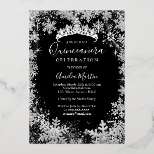 Winter Snowflake Silver Black Quinceanera