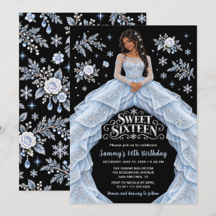 Winter Snowflake Sweet Sixteen Birthday Invitation