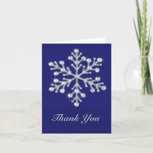 Winter Snowflake Thank You Card indigo