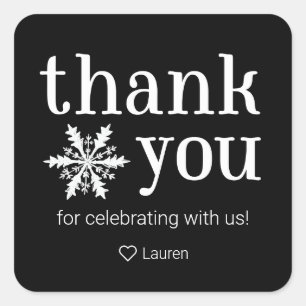 Winter Snowflake Thank You Sitcker Square Sticker