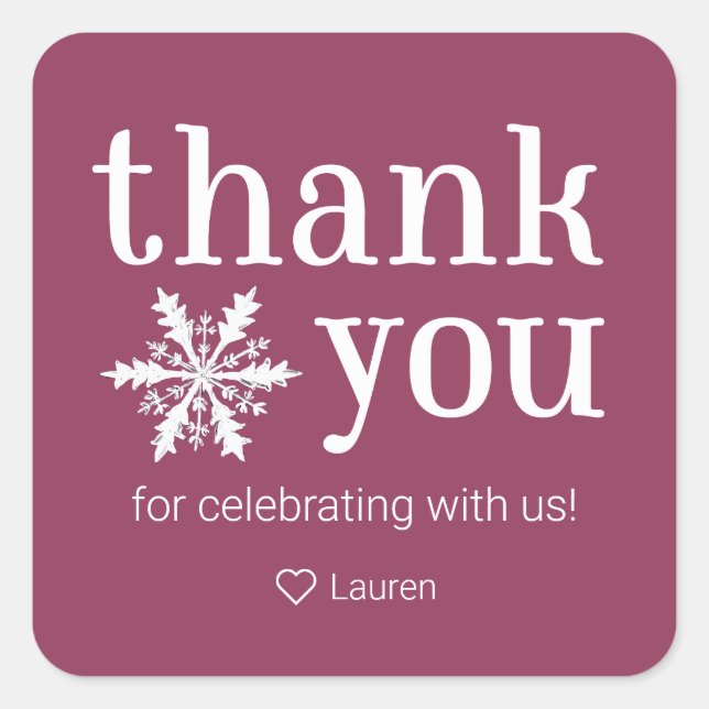 Winter Snowflake Thank You Sitcker Square Sticker (Front)