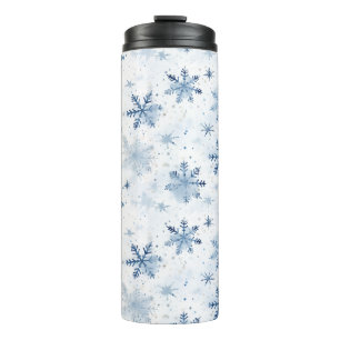 Winter snowflake watercolor pattern thermal tumbler