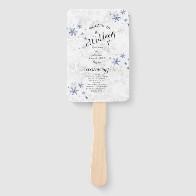 Winter Snowflake Wedding Hand Fan (Front)