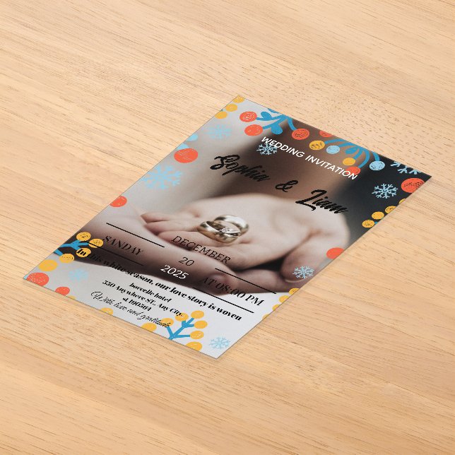 Winter Snowflake Wedding Invitation (Laydown)