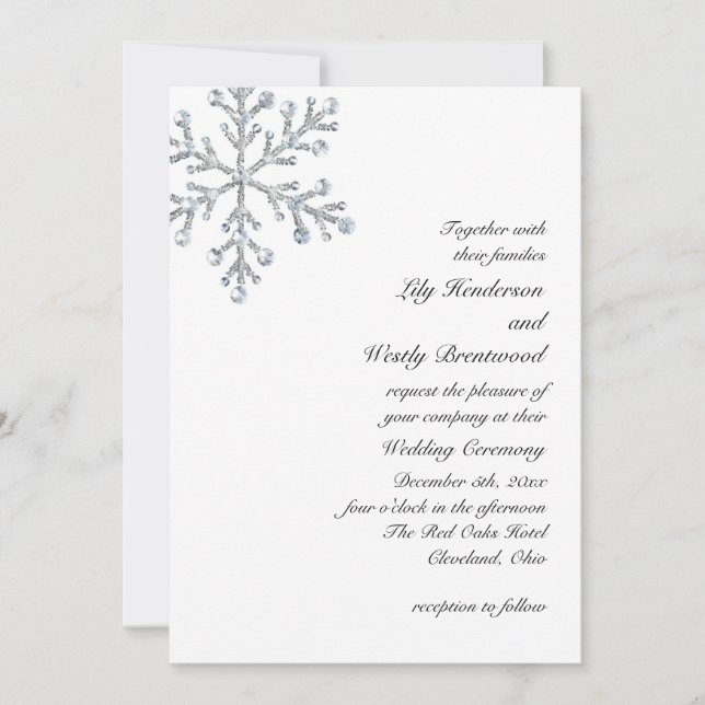 Winter Snowflake Wedding Invitation (Front)