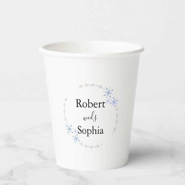 Winter Snowflake Wedding Paper cup (Front)