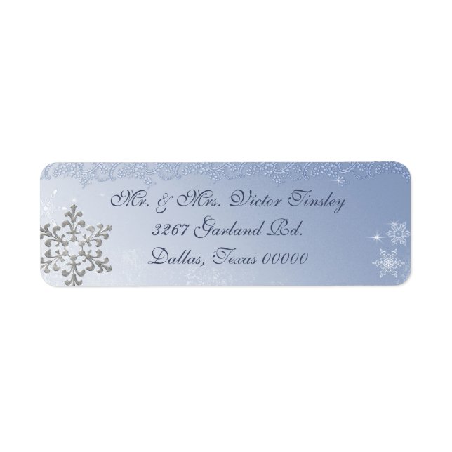 Winter Snowflake Wedding Return Address Label (Front)