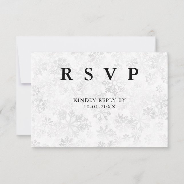 Winter Snowflake Wedding RSVP Card (Front)
