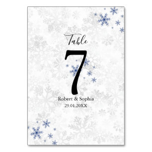 Winter Snowflake Wedding Table Number