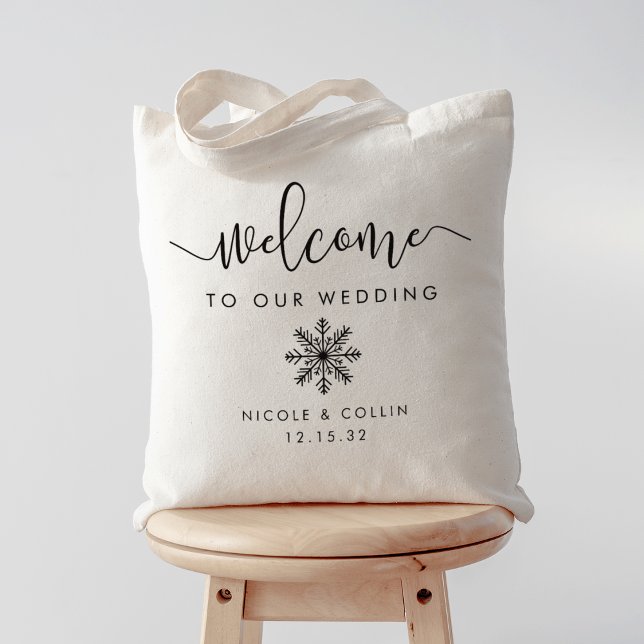 Winter Snowflake Wedding Welcome Tote Bag (Creator Uploaded)