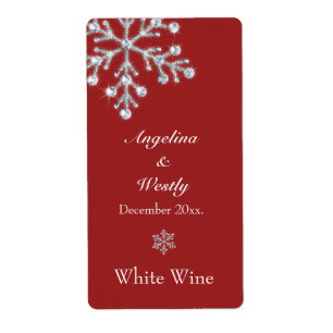 Winter Snowflake Wedding Wine Label