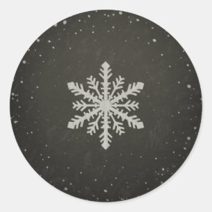 Winter Snowflake White Chalk Drawing Classic Round Sticker