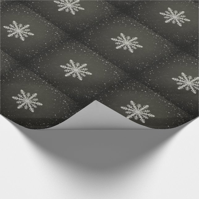 Winter Snowflake White Chalk Drawing Wrapping Paper (Corner)