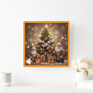 "Winter Snowflake Wonderland" Square Wall Clock