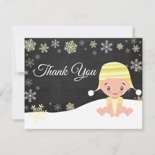 Winter Snowflake Yellow Thank You Card