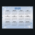 Winter Snowflakes 2025 Calendar Magnetic Card<br><div class="desc">Easily customise or remove the text on this colourful and joyful 2025 calendar magnetic card which creates a seasonal winter feeling in blue and white with lovely snowflakes floating throughout.</div>