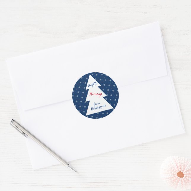 Winter snowflakes and dots pattern classic round sticker (Envelope)