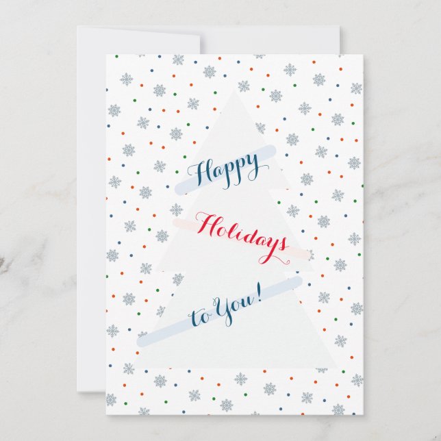 Winter snowflakes and dots pattern holiday card (Front)