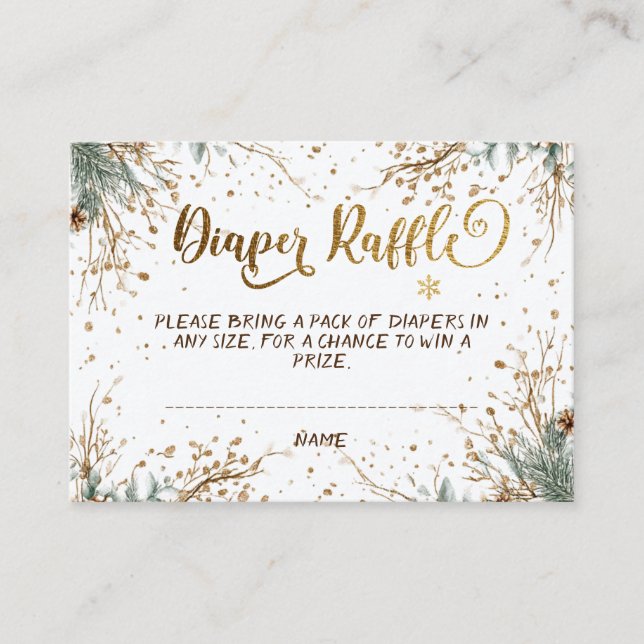 Winter Snowflakes Baby Shower Diaper Raffle Enclosure Card (Front)