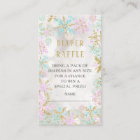 Winter Snowflakes Baby Shower Diaper Raffle Ticket