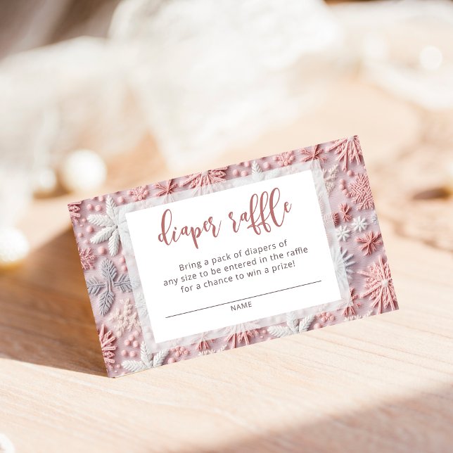 Winter Snowflakes Baby Shower Diaper Raffle Ticket Enclosure Card (Creator Uploaded)