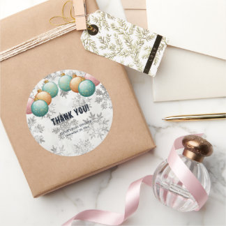 Winter Snowflakes Balls Ornaments Baby Shower Classic Round Sticker