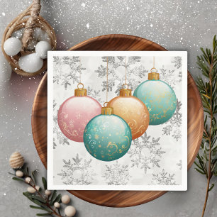 Winter Snowflakes Balls Ornaments Baby Shower Napkin