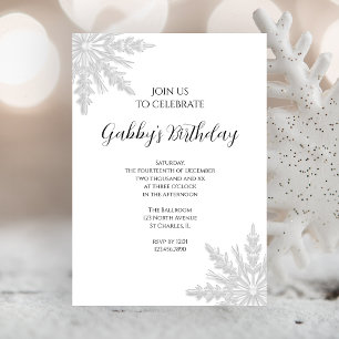 Winter Snowflakes Birthday Party Invitation