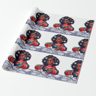 Winter Snowflakes - Black People Christmas Paper