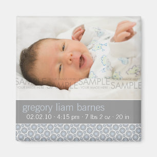 Winter Snowflakes Blue • Baby Announcement Magnet