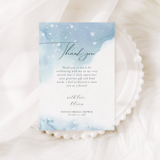Winter Snowflakes Blue Bridal Shower Thank You Card (Creator Uploaded)