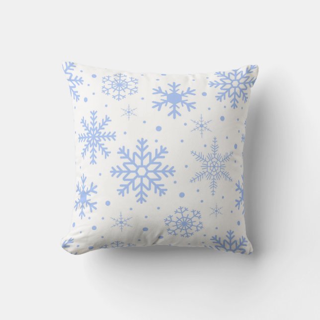 Winter Snowflakes Blue Cushion (Front)