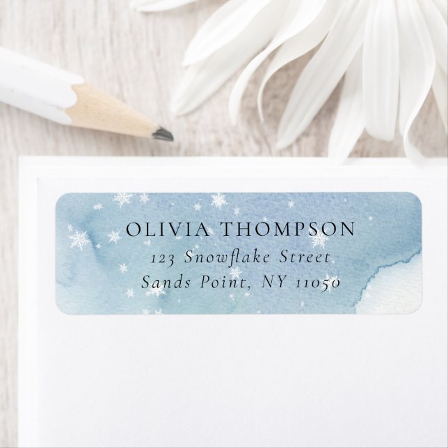 Winter Snowflakes Blue  Return Address Label (Insitu)