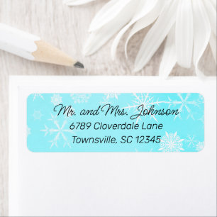 Winter Snowflakes Blue Return Address Label