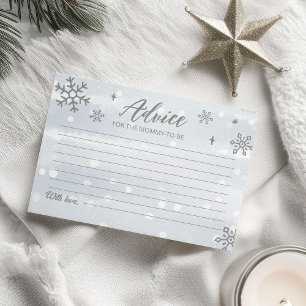 Winter Snowflakes Boy Baby Shower Advice Cards