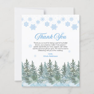 Winter Snowflakes Bridal Shower Thank You Card