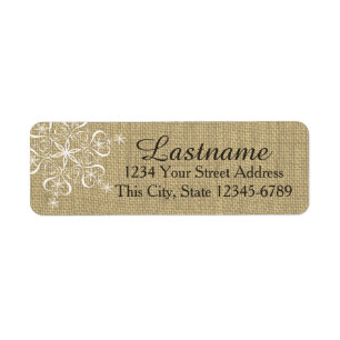Winter Snowflakes Burlap Return Address Label