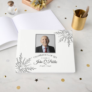 Winter Snowflakes Celebration of Life Memorial Guest Book