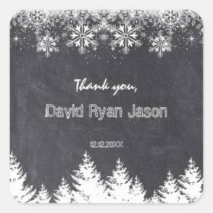 Winter Snowflakes Chalkboard Surprise Birthday Square Sticker