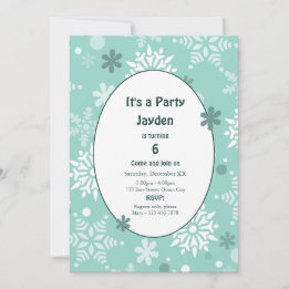 Winter Snowflakes Christmas Birthday Party Invitation