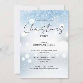 Winter Snowflakes Christmas Holiday Party Invitation