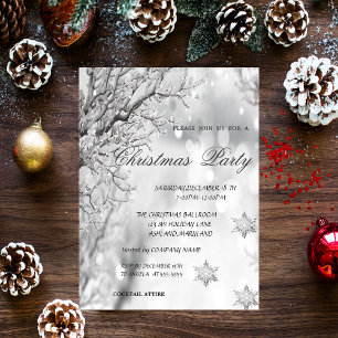 Winter, Snowflakes Corporate Christmas Party Invitation
