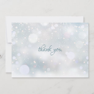 Winter Snowflakes Elegant Modern Script Thank You Card