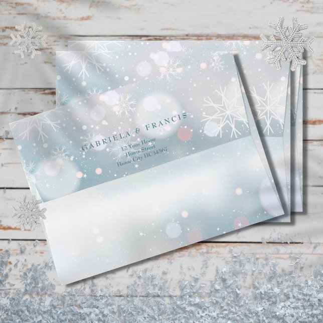 Winter Snowflakes Elegant Script Return Address Envelope (Creator Uploaded)