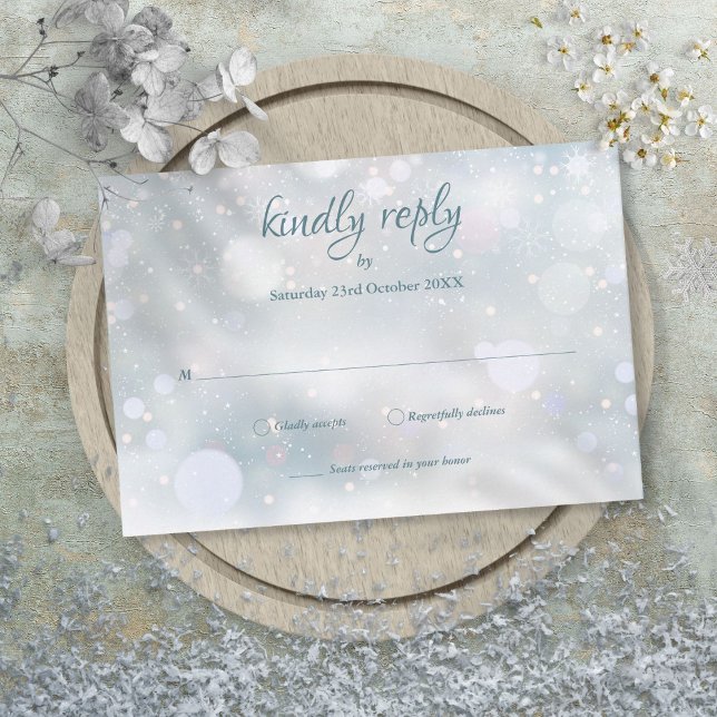 Winter Snowflakes Elegant Script RSVP (Winter Snowflakes Elegant Script RSVP)